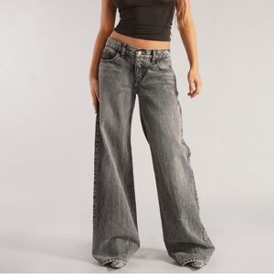 Revice Denim TLC Baggy Wide Leg Jeans Abyss Faded Black Wash Size 25
